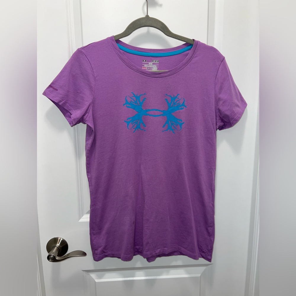 Under Armour Woman’s Antler Logo Fitted Heat Gear Athleisure T-shirt Size Medium